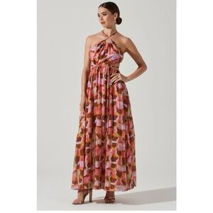 NWT ASTR The Label Sivana Halter Cut Out Maxi Dress S